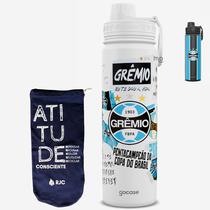KIT Garrafa Térmica Gocase Fresh 650ml Oficial do Grêmio com eco saquinho protetor Molib KIT Garrafa Térmica Gocase Fresh 650ml Oficial do Grêmio com eco saquinho protetor Molib