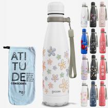 KIT Garrafa Térmica Gocase URBAN Original 500ml Estampas com Eco Saquinho Cor:KIT Flores Divertidas - B