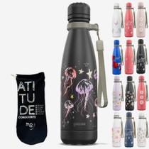 KIT Garrafa Térmica Gocase URBAN Original 500ml Estampas com Eco Saquinho Cor:KIT Jellyfish Drawing - Preta