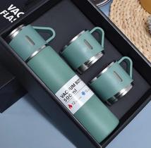 Kit garrafa termica inox 500ml c/ 3 xicaras camping viagem café