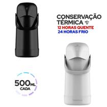 Kit Garrafa Térmica Magic Pump 500ml Branco e Preto Termolar