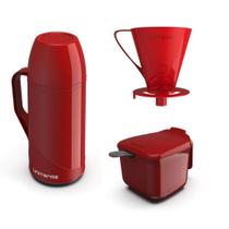 Kit Garrafa Térmica Para Café 1 Litro Com Açucareiro 350ml Suporte Para Filtro De Café 102 103 3 Pçs