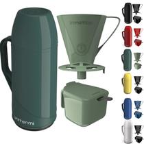 Kit Garrafa Térmica Roma 1 Litro Com Suporte para Filtro de Café 102 e 103 Açucareiro 350 ML