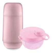 Kit Garrafa Térmica Rosa com Pote Presente Chá Bebê Mamãe Kit Garrafa Térmica Rosa com Pote Presente Chá Bebê Mamãe