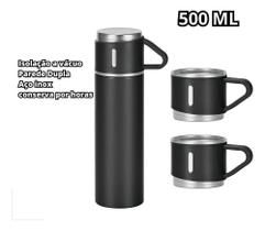 Kit Garrafa Térmica Vacuum Flask Set 500Ml Com 3 Xícaras Cor Kit Garrafa Térmica Vacuum Flask Set 500Ml Com 3 Xícaras Cor
