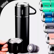 Kit Garrafa Térmica Vacuum Flask Set 500ml Com 3 Xícaras Kit Garrafa Térmica Vacuum Flask Set 500ml Com 3 Xícaras