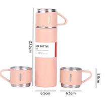 Kit Garrafa Térmica Vacuum Flask Set Inox 500ml + 3 Xícaras - Bebidas quentes ou frias sempre à mão