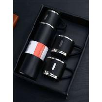 Kit Garrafa Térmica Vacuum Flask Set Inox 500ml 3 Xícaras