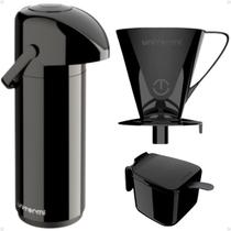 Kit Garrafa Térmica Verona 1 Litro Suporte para Filtro de Café e Açucareiro 350 ML Unitermi