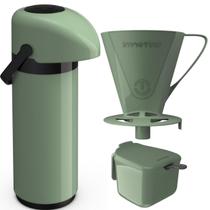 Kit Garrafa Térmica Verona 1 Litro Suporte para Filtro de Café e Açucareiro 350 ML Unitermi