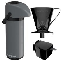 Kit Garrafa Térmica Verona 1 Litro Suporte para Filtro de Café e Açucareiro 350 ML Unitermi