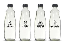Kit Garrafas De Vidro 1,5lts 4pçs para (Agua/Suco/Leite/Iogurte) Com Tampa Metálica - VETROLAR