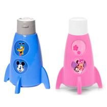 Kit Garrafinha de Foguete da Minnie e Mickey Janelas Giratórias 320ml