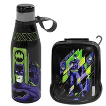 Kit Garrafinha de Suco e Pote para Guardar Lanche do Batman