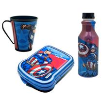 Kit Garrafinha Infantil 500ml Retrô, Caneca Infantil 360ml e Sanduicheira infantil Plasútil