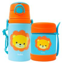 Kit Garrafinha Infantil Alumínio Antivazamento 400ml Animal Fun + Pote Térmico Em Aço Inox Com Talher 320ml Baby Buba C Kit Garrafinha Infantil Alumínio Antivazamento 400ml Animal Fun + Pote Térmico Em Aço Inox Com Talher 320ml Baby Buba C