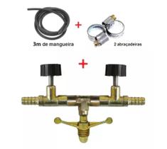 Kit Gás 13 Kg 2 Saídas + Mangueira 3 Metros + Abraçadeira (10C1)