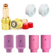 Kit Gás Lens 2,4mm - 2 DIFUSOR / 2 BOCAL 7 / 2 BOCAL 8 /2 ISOLADOR Kit Gás Lens 2,4mm - 2 DIFUSOR / 2 BOCAL 7 / 2 BOCAL 8 /2 ISOLADOR