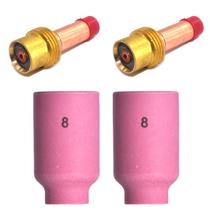 Kit Gás Lens 3,2 - 2 Difusor Tig Gás Lens Leve 3,2mm 45V27 + 2 Bocal Cerâmico Para Tocha Tig Gas Lens Nº 8 54N14 - Brax