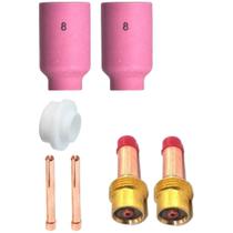 Kit Gás Lens 3,2 - 2 Difusor Tig Gás Lens Leve 3,2mm 45V27 + 2 Pinça P/ Tocha Tig 3,2mm 10N25 + 2 Bocal n8 + 1 Isolador Kit Gás Lens 3,2 - 2 Difusor Tig Gás Lens Leve 3,2mm 45V27 + 2 Pinça P/ Tocha Tig 3,2mm 10N25 + 2 Bocal n8 + 1 Isolador