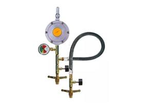 Kit Gás P/ 2 Botijões P13 C Entrada P/ Mangueira + Manômetro (19C)