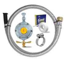 Kit Gás Regulador Aliança 506/10 Mangueira Aço 2m GLP NBR