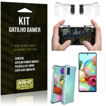 Kit Gatilho Gamer Galaxy A71 Gatilho + Capa Anti Impacto + Película Vidro - Armyshield