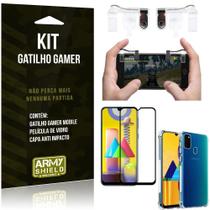 Kit Gatilho Gamer Galaxy M31 Gatilho + Capa Anti Impacto + Película Vidro 3D - Armyshield