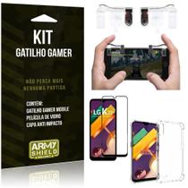 Kit Gatilho Gamer LG K22 Plus Gatilho + Capa Anti Impacto + Película Vidro 3D - Armyshield