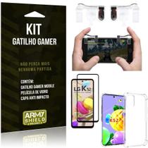 Kit Gatilho Gamer LG K52 Gatilho + Capa Anti Impacto + Película Vidro 3D - Armyshield