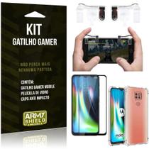 Kit Gatilho Gamer Moto G9 Play Gatilho + Capa Anti Impacto + Película Vidro 3D - Armyshield