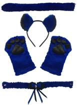 Kit gatinho fantasia adulto azul escuro e preto 4 peças - Artesanal KOKO KOTI
