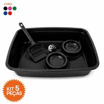 Kit Gato 5 Peças com Bandeja 10L + Pá Higiênica + Comedouros 150 ml + Bolinha com Guizo -