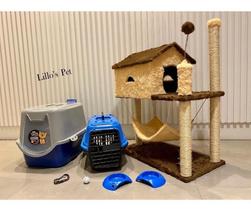 Kit Gato Arranhador Caixa Banheiro Comedouro Completo Luxo