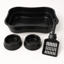 Kit Gatos Pet Bandeja Banheira Caixa de Areia Higiene 2 Comedouro Pazinha Kit Gatos Pet Bandeja Banheira Caixa de Areia Higiene 2 Comedouro Pazinha