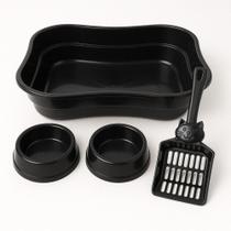 Kit Gatos Pet Bandeja Banheira Caixa de Areia Higiene 2 Comedouro Pazinha - Avipet Kit Gatos Pet Bandeja Banheira Caixa de Areia Higiene 2 Comedouro Pazinha - Avipet