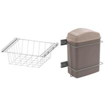 Kit Gaveta Aramada Fruteira 28x31cm Lixeira Deslizante Cozinha 8,8L Cinza