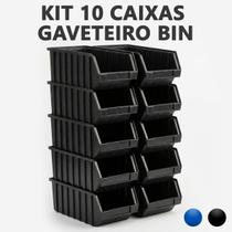 Kit Gaveta BIN N5 Caixa Organizadora Plástica Empilhável Parafusos Ferramentas Oficina Gaveteiro Preta ou Azul Kit Gaveta BIN N5 Caixa Organizadora Plástica Empilhável Parafusos Ferramentas Oficina Gaveteiro Preta ou Azul