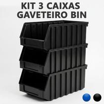Kit Gaveta Caixa BIN N8 Plástica Empilhável Organizadora Parafusos Ferramentas Oficina Gaveteiro