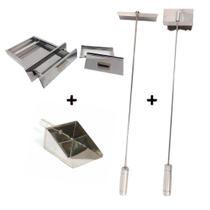 Kit Gaveta Cinzas, Vassoura Piaçava, Pá Cinzas, Rodo Limpe