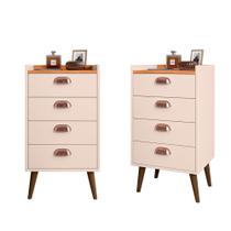 Kit Gaveteiro Mesa de Cabeceira Quarto com 4 Gavetas com Puxador Concha Moderna e Funcional Monet Kit Gaveteiro Mesa de Cabeceira Quarto com 4 Gavetas com Puxador Concha Moderna e Funcional Monet