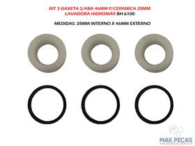 Kit gaxeta branca 3pçs 46x28mm lavadora hidromar bh 6100