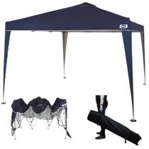 Kit Gazebo Articulado X-flex Azul Mor Tenda Praia 3x3 Sanfonada + Bolsa para Transporte com Rodas Nautika