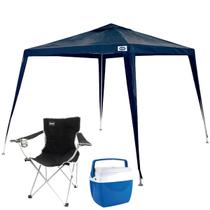 Kit Gazebo Ráfia Azul 3x3 C/ Caixa Térmica 12l Mor + Cadeira Alvorada Nautika