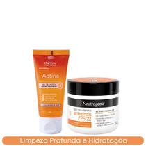 Kit Gel de Limpeza Facial Antiacne 60g Actine Darrow + Hidratante Face Care Antissinais FPS 22 100g Neutrogena - Hibrido