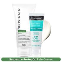 Kit Gel de Limpeza Facial Pele Acneica Antioleosidade 150g Neostrata + Filtro Solar Sem Cor FPS 30 Sunfresh 40g