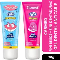 Kit Gel Dental Carmed Fini Dentaduras e Fini Beijinhos 70g Kit Gel Dental Carmed Fini Dentaduras e Fini Beijinhos 70g