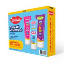 Kit Gel Dental Infantil Carmed Beijos + Dentadura + Minhocas 70g Cada Leve Mais por Menos