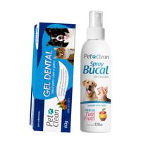 Kit Gel Dental Para Cães Gatos Tutti-frutti Pet Clean 60g + Spray Bucal Pet Clean Tutti-Frutti 120ml