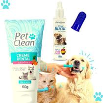 Kit Gel Dental Spray Bucal Escova Dedeira Pet Clean Tutti Fruti